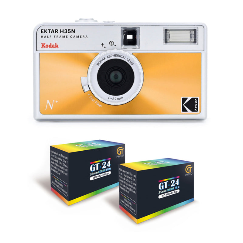 Film Camera - EKTAR H35N - Glazed Orange - 2 Free Color Films - Kodak