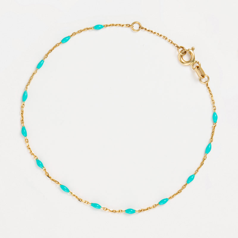 Bracelet Email Vert Or Jaune 375/1000