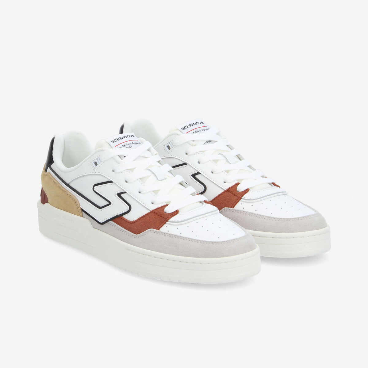Brooklyn Court M - Nappa/Sued/Sued - White/Grey/Brique