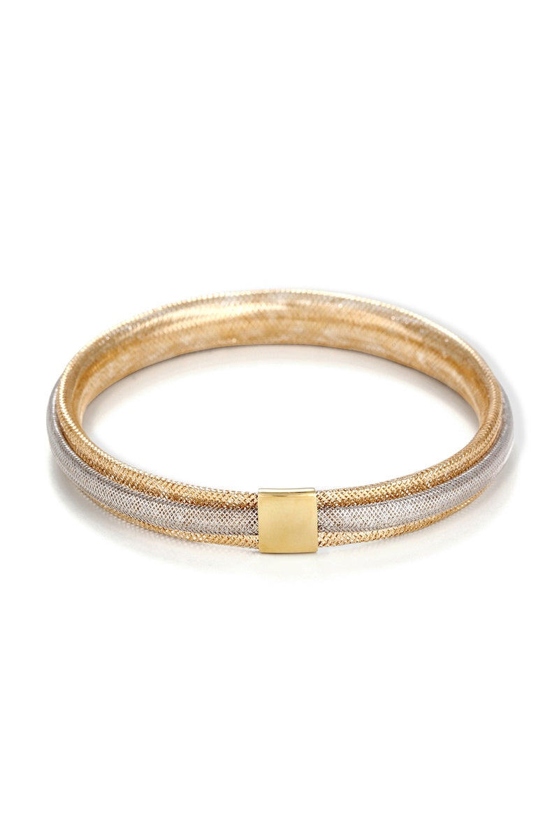 Bracelet " Vico Scintillant 8Mm" Or Bicolore 375/1000