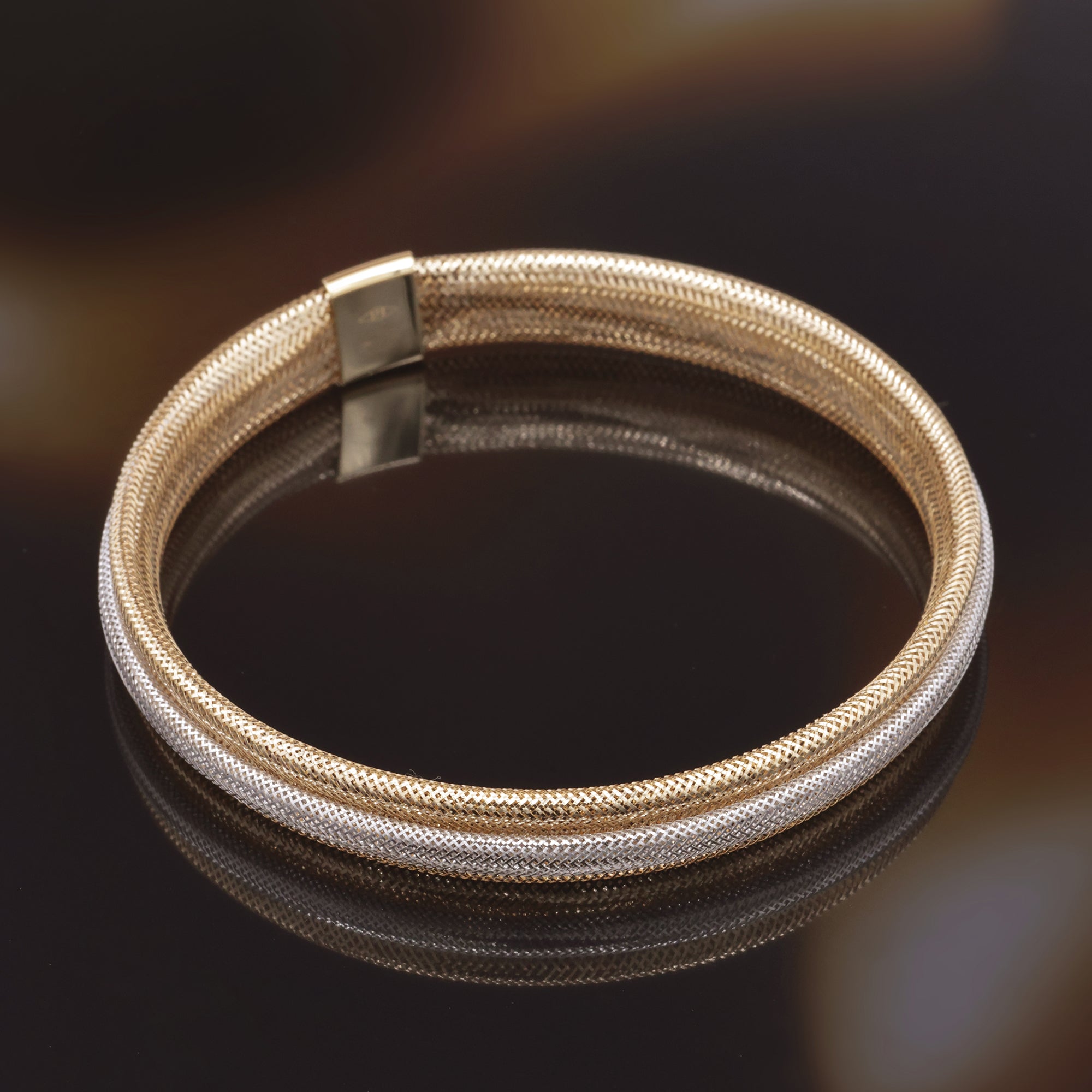 Bracelet " Vico Scintillant 8Mm" Or Bicolore 375/1000