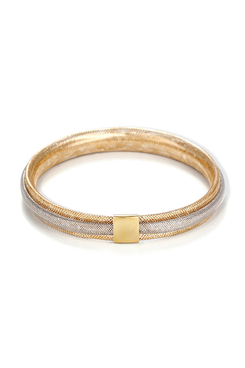 Bracelet " Vico Scintillant 8Mm" Or Bicolore 375/1000