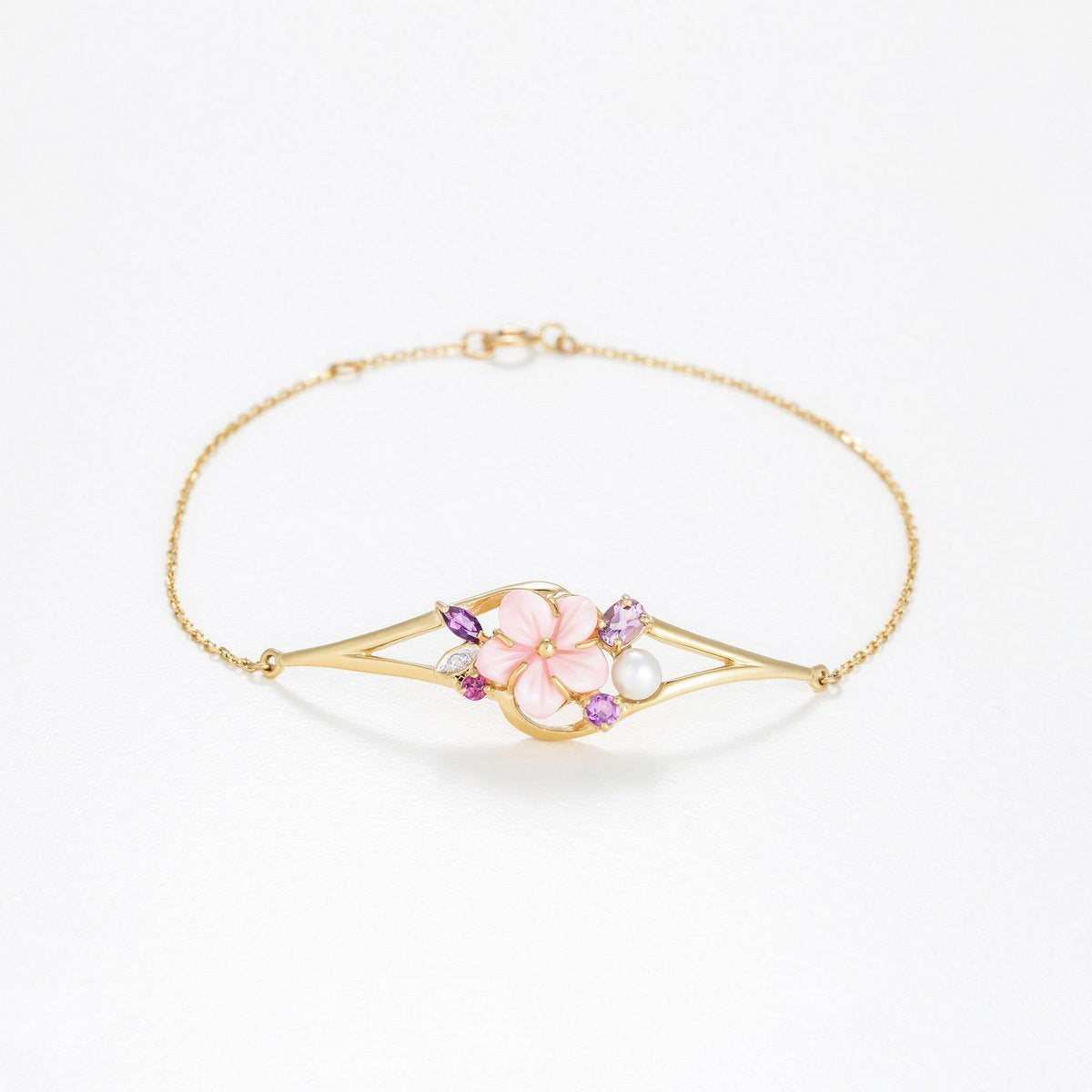 Bracelet "Norina" D0,005/1 Am0,28/3 Rho0,06/1 Mop+Perle