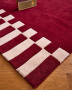 Rouge d'orage – Geometric wool rug - burgundy Rouge d'orage