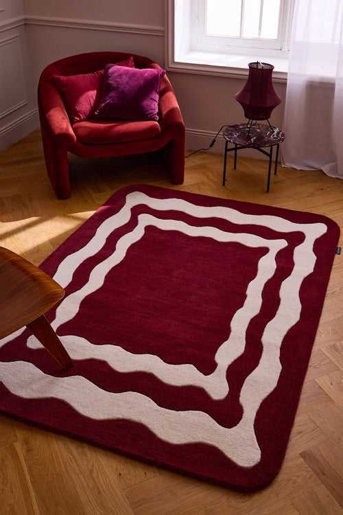 Rouge d'orage – Tapis en laine Davy - Bordeaux Rouge d'orage
