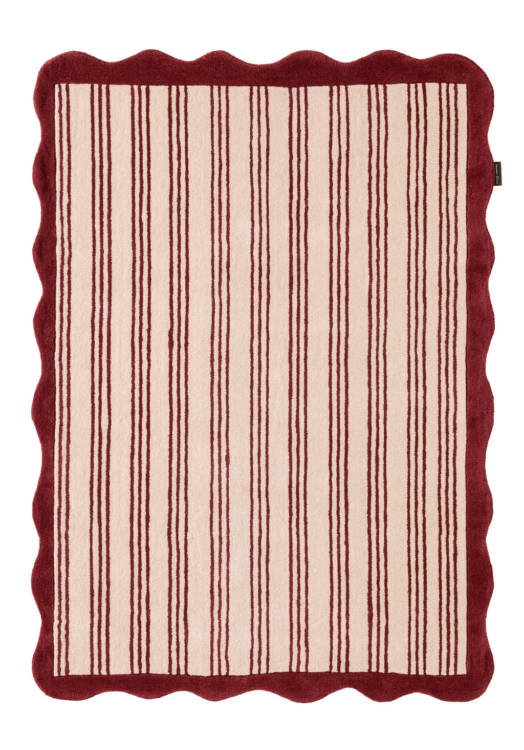 Rouge d'orage – Alfombra de lana a rayas - burdeos Rouge d'orage