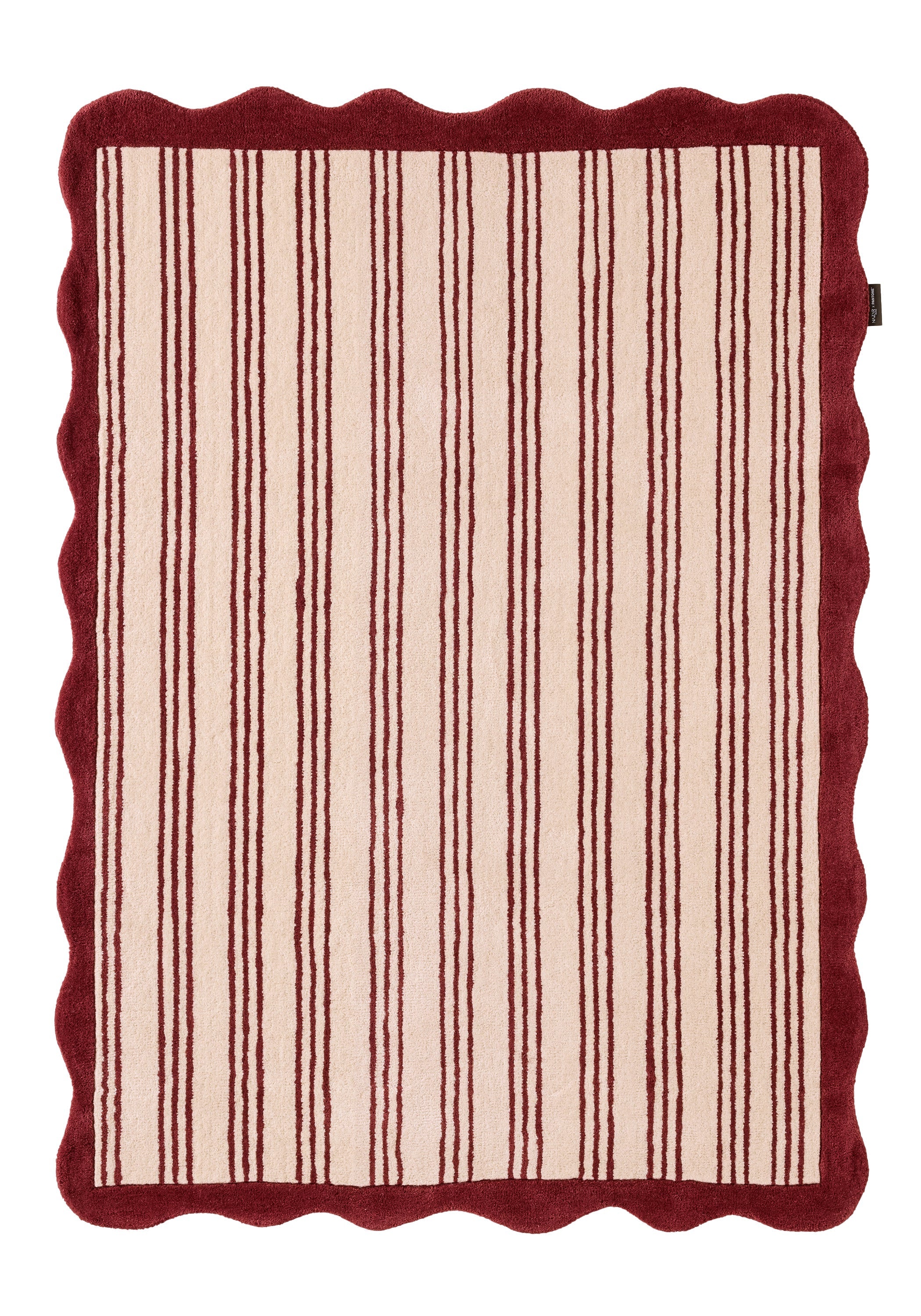 Rouge d'orage – Alfombra de lana a rayas - burdeos Rouge d'orage