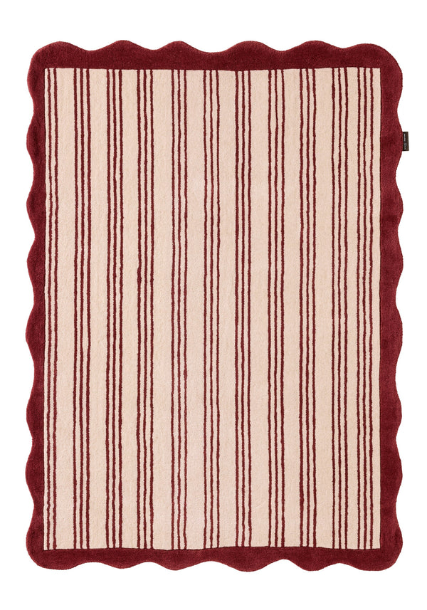 Rouge d'orage – Tapis en laine à rayure - bordeaux Rouge d'orage