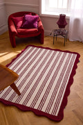 Rouge d'orage – Alfombra de lana a rayas - burdeos Rouge d'orage