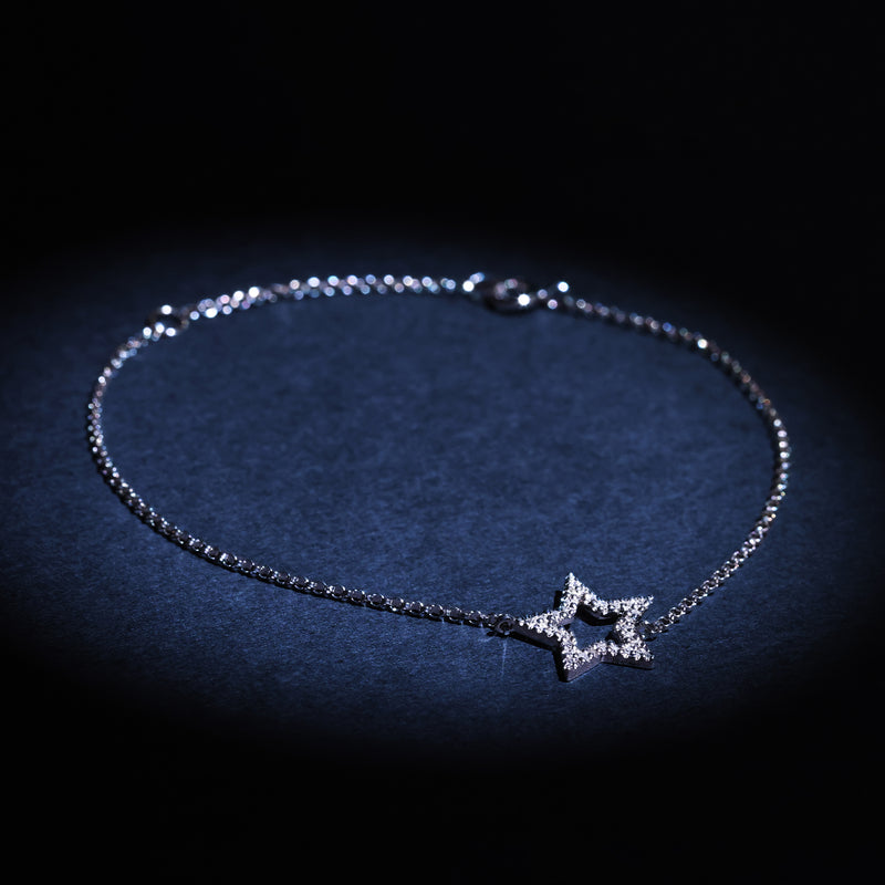 Bracelet "Perfect Star" Diamants 0,09Ct/30 - Or Blanc 375/1000