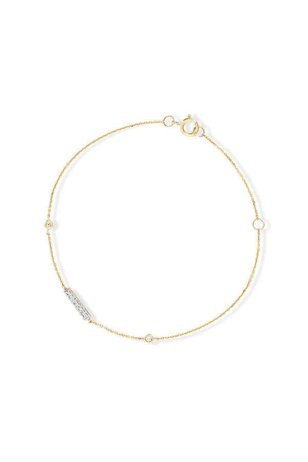Diamanta – Bracelet "Trio Linéaire" D0,07/10, bracelet fin en or jaune avec une barre sertie de diamants