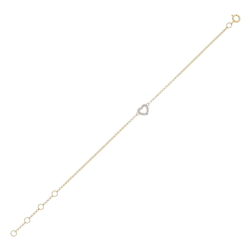 Mini Heart" Bracelet Diamond: 0.04Ct/12 - Yellow Gold 375/1000