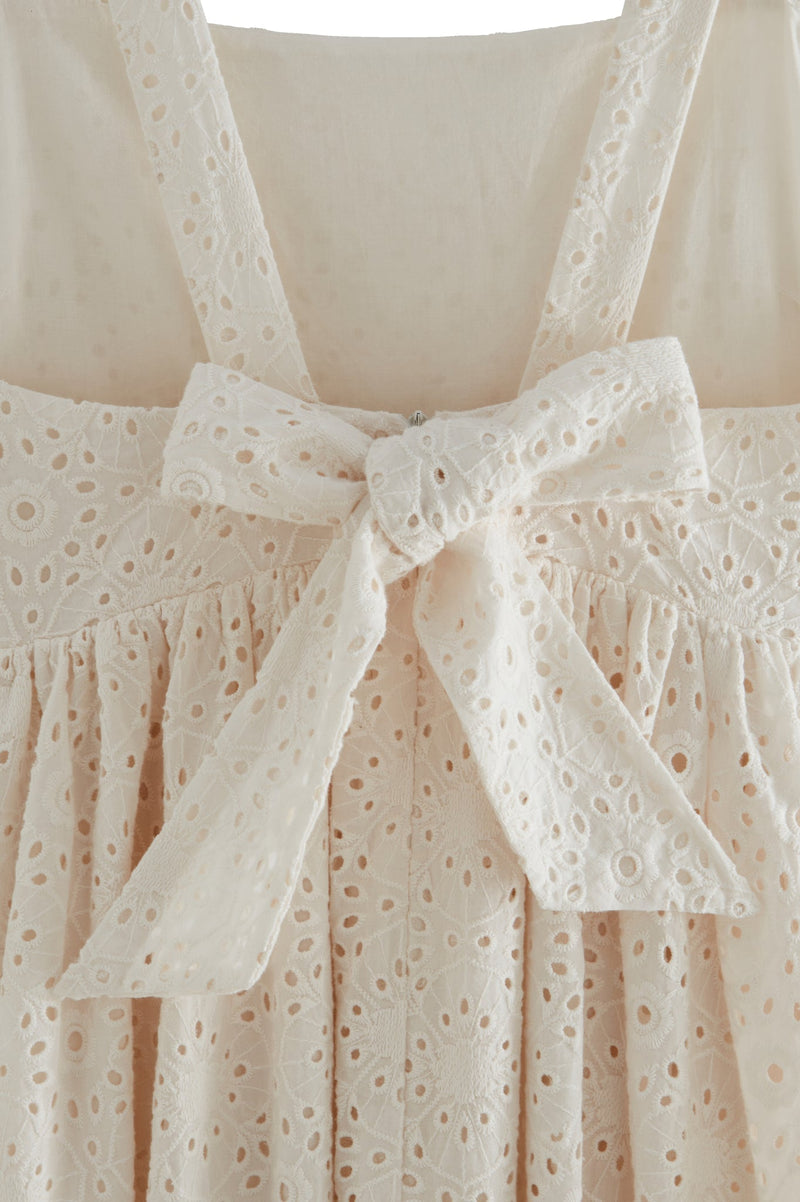 Ecru Embroidered Tabby Dress