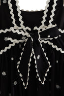 Black Tabby Embroidered Dress