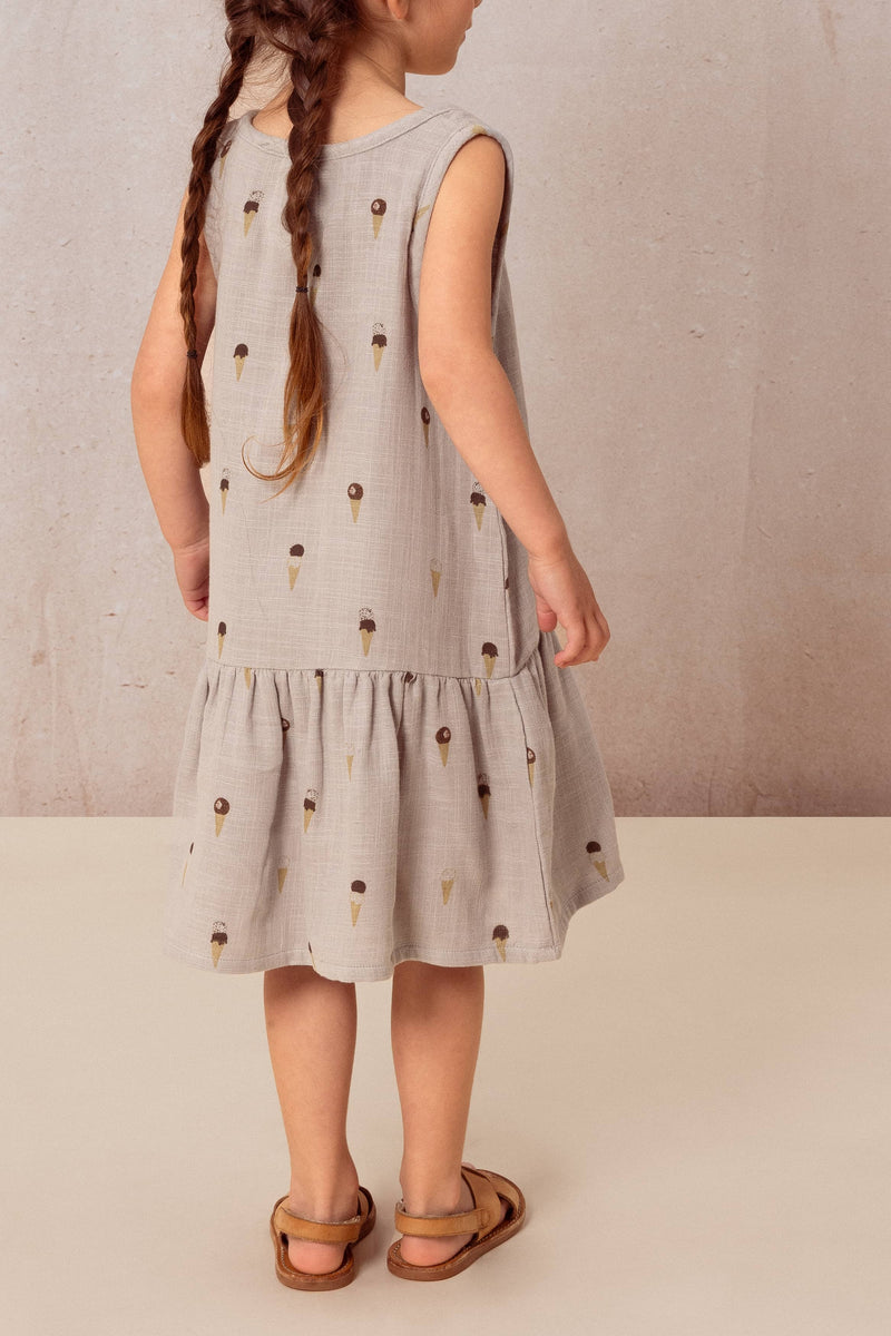 Vestido Playa Gasa Azul Gris Hielo