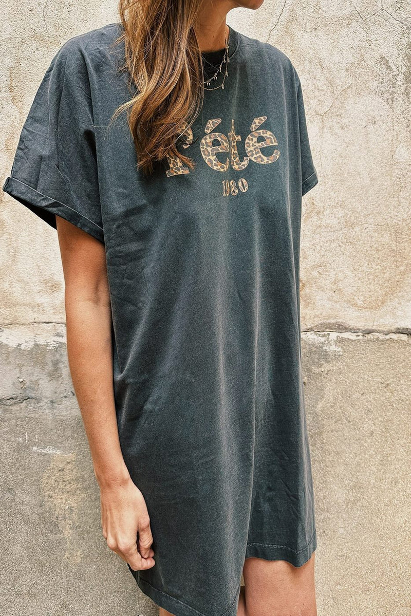 Robe T-Shirt Grey Délavé Personnalisable L’Ete Leopard