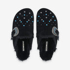 Paloma Clog W - Suede/Fur/Rivet - Black/Black/Blue