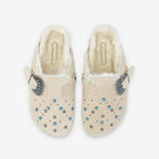Paloma Clog W - Suede/Fur/Rivet - Dune/Dove/Blue