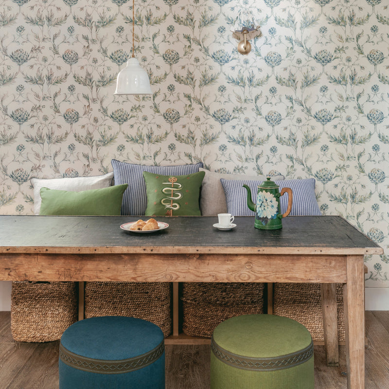 Star Seat Stool - Khaki Linen - Mayfair Piping
