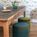Taburete con asiento Star - Lino azul pavo real - Mayfair Piping