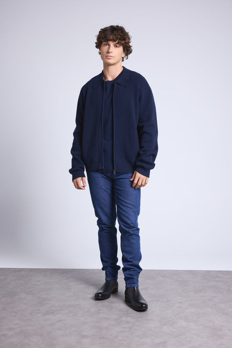 Roger Zip Jacket - Navy Blue - Men