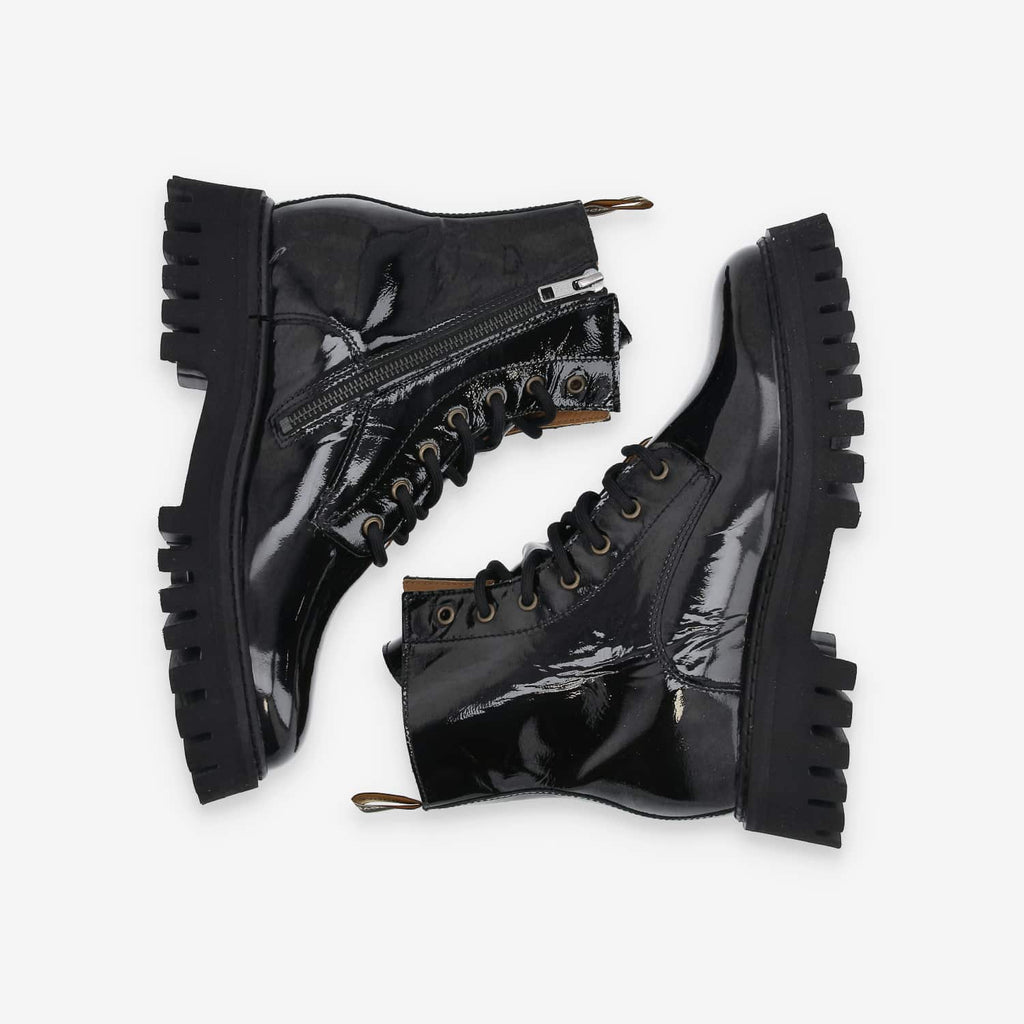 Rotterdam Lace Up W - Wrinkled Patent - Black