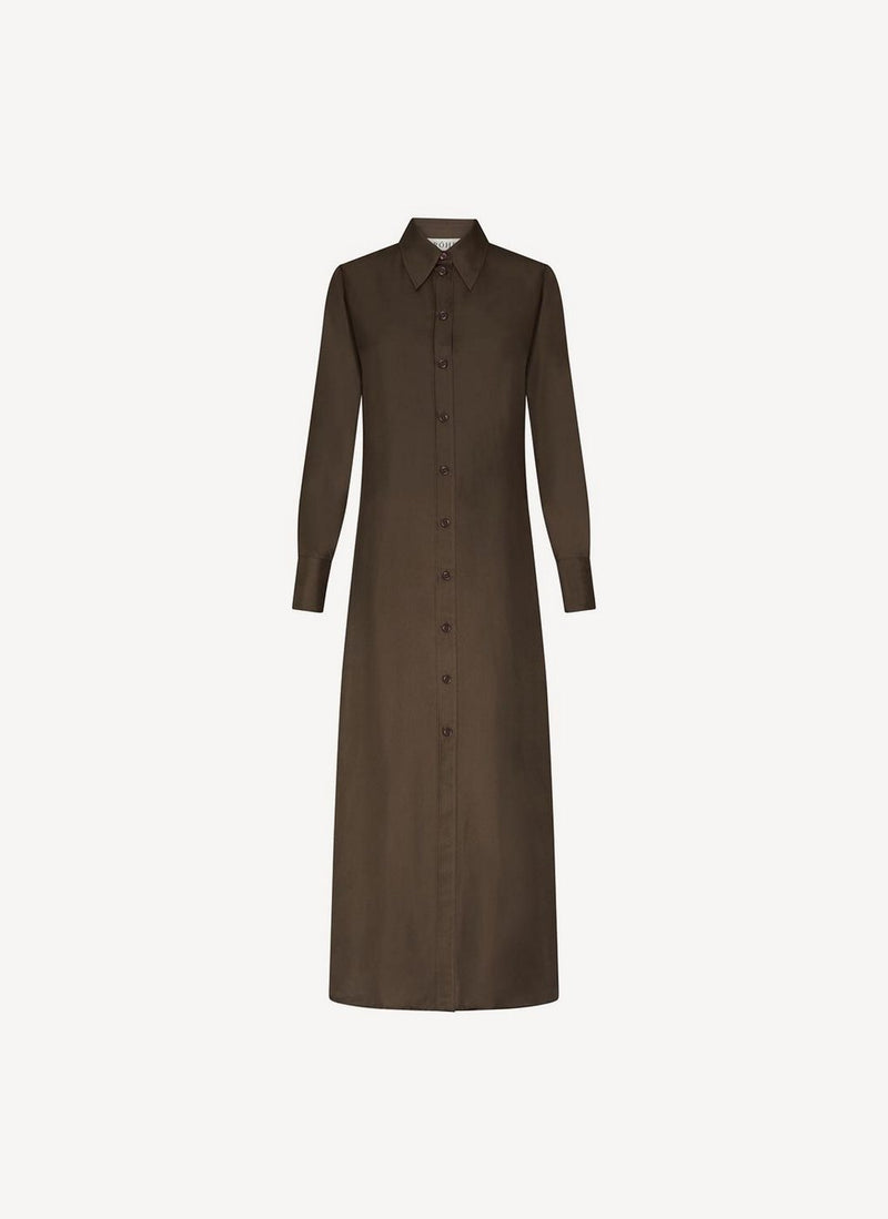 Rohe - Robe Chemise Longue En Soie - Brown - Femme
