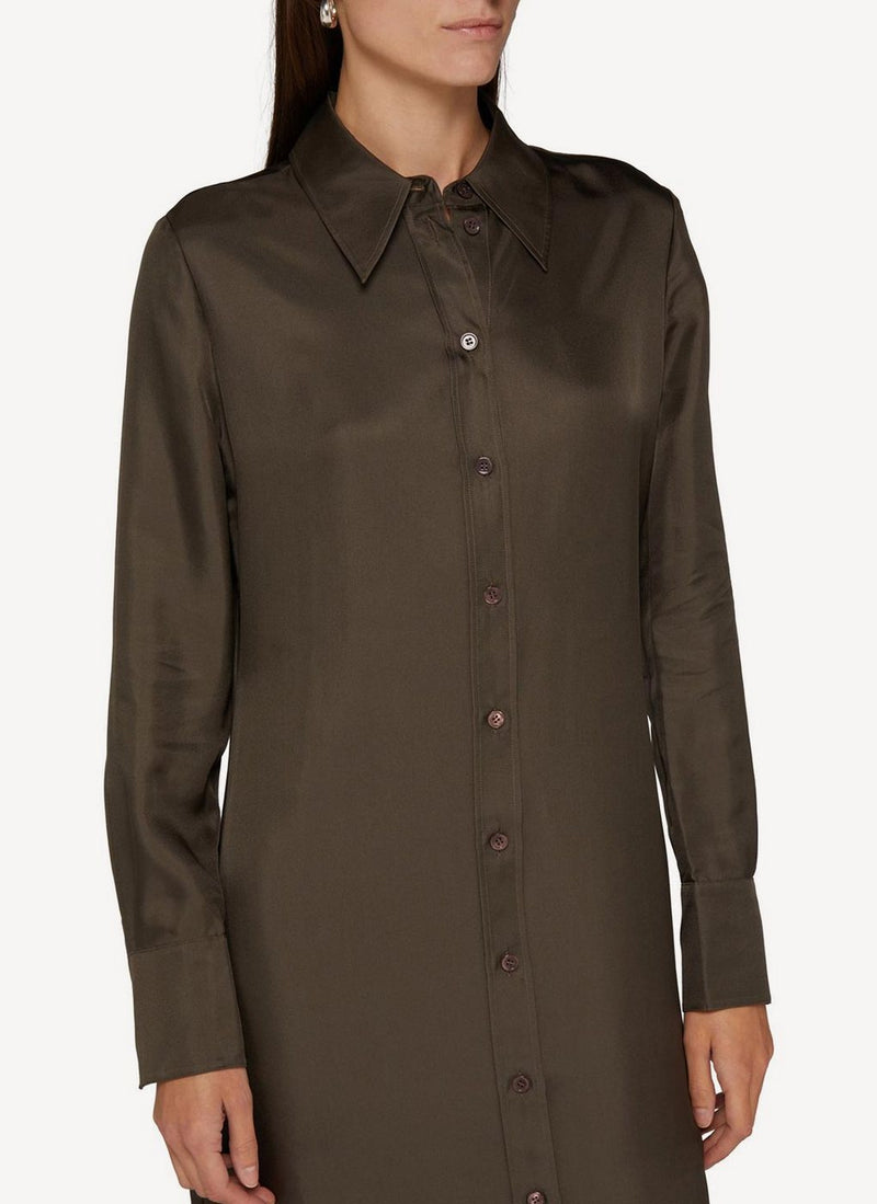 Rohe - Robe Chemise Longue En Soie - Brown - Femme