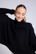 Maglione Collo Alto Poncho Rolanda - Nero