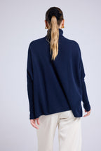 Maglione Collo Alto Poncho Rolanda - Blu Marino
