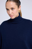 Pull Col Roule Poncho Rolanda - Bleu Marine