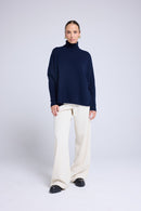 Pull Col Roule Poncho Rolanda - Bleu Marine