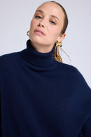 Pull Col Roule Poncho Rolanda - Bleu Marine