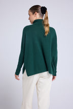 Jersey Cuello Alto Poncho Rolanda - Verde Botella