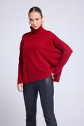 Maglione Dolcevita Poncho Rolanda - Rosso Bordeaux