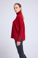 Pull Col Roule Poncho Rolanda - Rouge Bordeau