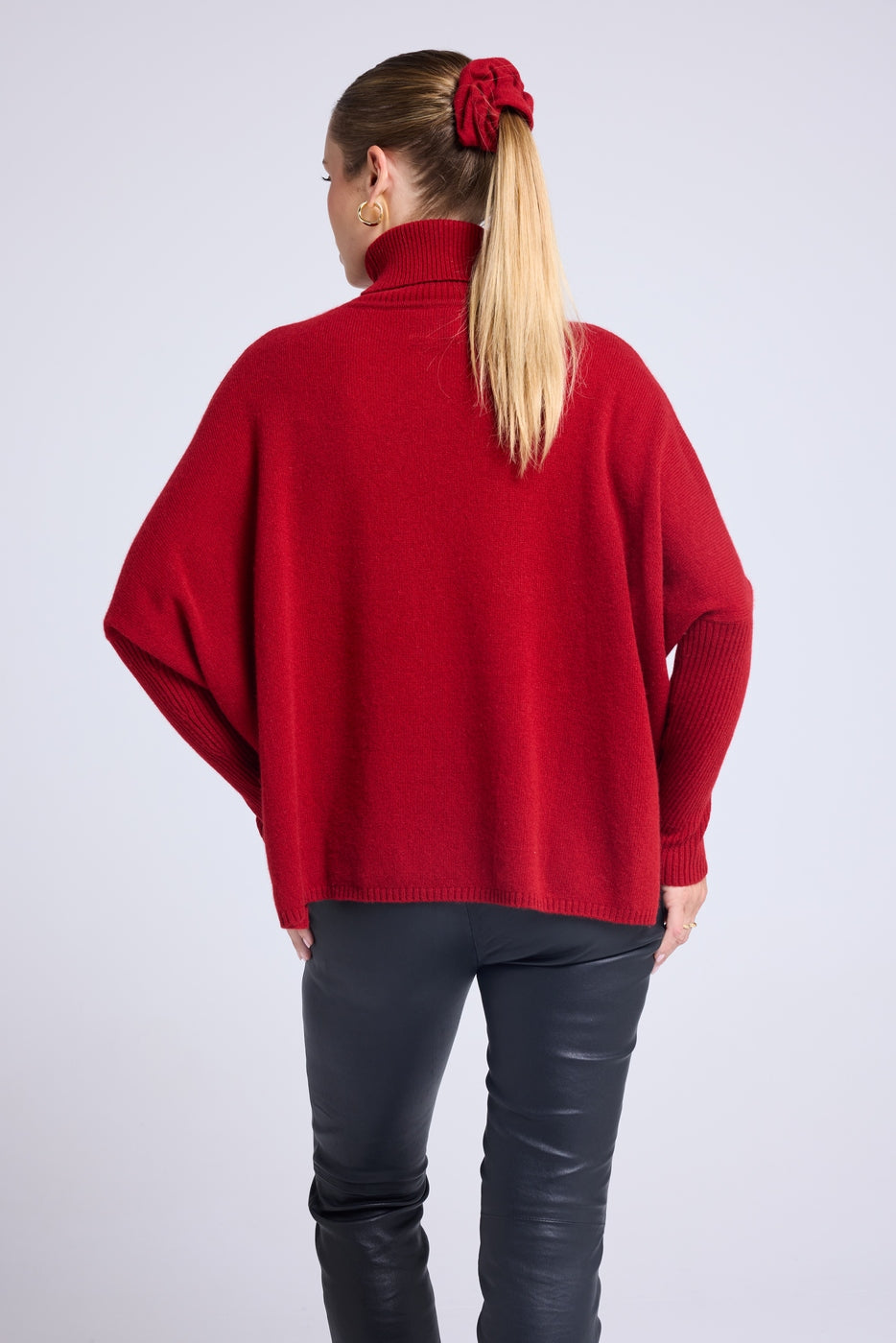 Maglione Dolcevita Poncho Rolanda - Rosso Bordeaux