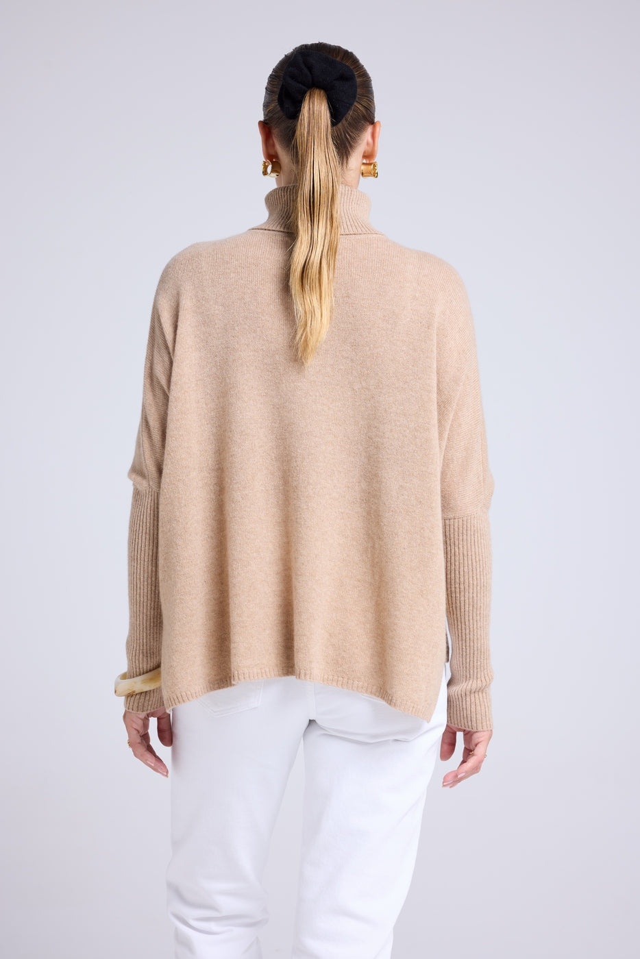 Maglione Dolcevita Poncho Rolanda - Beige Crema