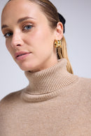 Pull Col Roule Poncho Rolanda - Beige Crème