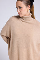 Pull Col Roule Poncho Rolanda - Beige Crème