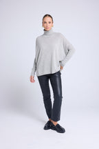 Jersey de Cuello Vuelto Poncho Rolanda - Gris Claro
