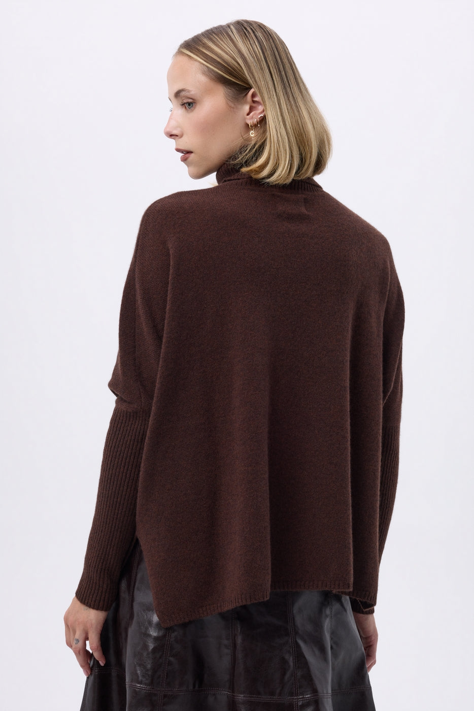 Pull Col Roule Poncho F Rolanda - Marron - Femme