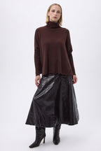 Pull Col Roule Poncho F Rolanda - Marron - Femme