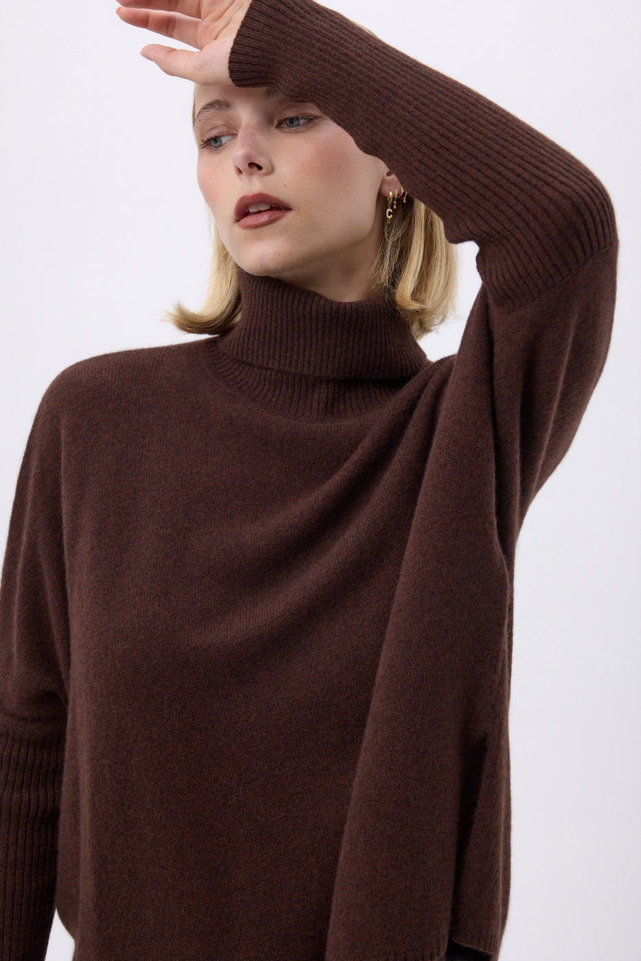 Pull Col Roule Poncho F Rolanda - Marron - Femme