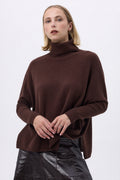 Pull Col Roule Poncho F Rolanda - Marron - Femme