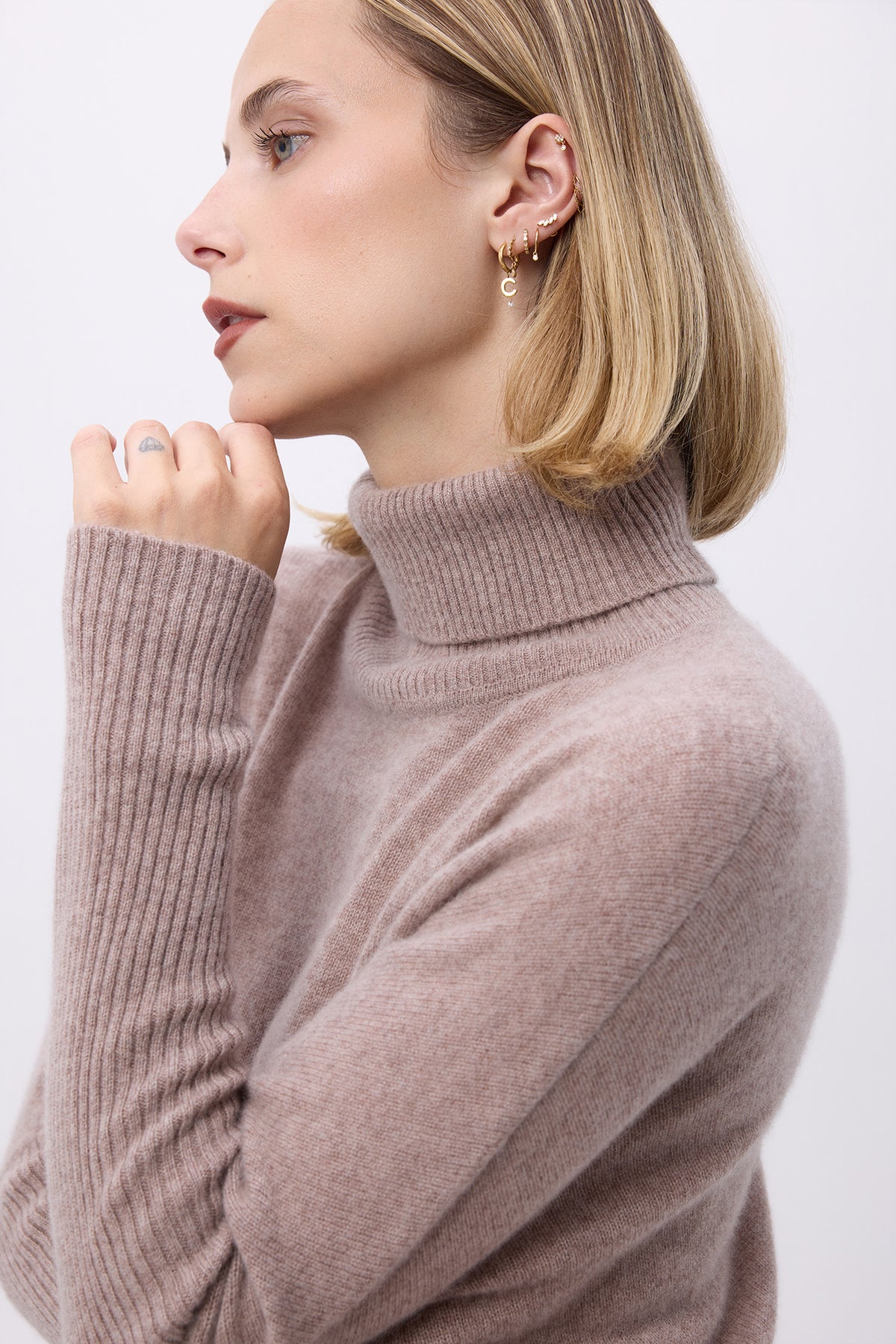 Sweter ponczo z golfem F Rolanda - Taupe - Damski