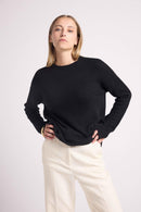 Romy Oversized Crew Neck Sweater - Negro - 100% Cachemira Oeko-Tex - Mujer