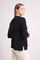 Romy Oversized Crew Neck Sweater - Negro - 100% Cachemira Oeko-Tex - Mujer