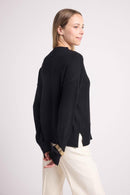 Pull Col Rond Oversize Romy - Noir - 100% Cachemire Oeko-Tex - Femme