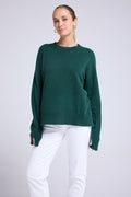 Pull Col Rond Oversize Romy - Vert Bouteille - Femme